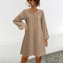 Chic V-Neck Long Sleeve Knit Dress for Women