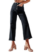 Chic Women's High-Waisted Baggy Denim Jeans with Side Pockets