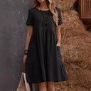 Chic Cotton Dress with Pockets and Ruffles