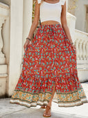 Colorful Ruffled Women's Maxi Skirt