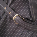 Women's Striped Blazer Jacket with Defined Waist and Stylish Belt