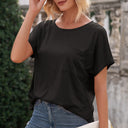 Chic Women's T-Shirt with Chest Pocket in Cotton Blend