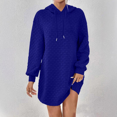 Textured Pattern Long Sleeve Hooded Women's Dress