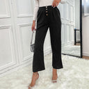 Chic High-Waist Trousers with Stylish Button Accents