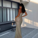 Chic Shiny Evening Dress with Spaghetti Straps