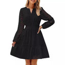 Stylish Women's Blouse Dress with Unique Cutwork and Statement Sleeves