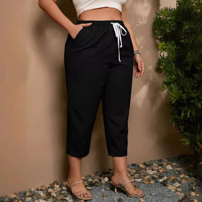 Chic Women's Leisure Pants with Elastic Waist and Handy Pockets