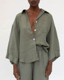 Chic Linen Blouse with Stylish Pockets for Women