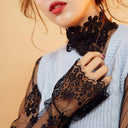 Ladies Sheer Lace-Detail Blouse