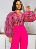 Chic Women's Blouse with Statement Puff Sleeves