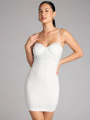 Glamorous Lace Mini Dress with Rhinestone Accents