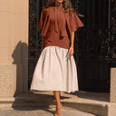 Chic Women's Dress with Flowing Overlay and Defined Waist