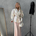 Chic Braided Blazer with Waist Tie for Women