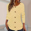 Women's Long Sleeve Blouse with Lace Accents and Button Design