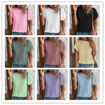 Lace Pattern Women's Round Neck Tee