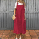 Stylish Women's Linen Strap Dress with Pockets