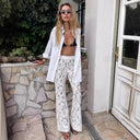 Ladies Floral Wide Leg Lace Trousers