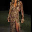 Leopard Print Maxi Dress with Ruffled Sleeves