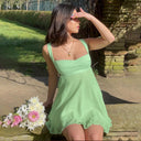 Women's Flared Summer Dress with Spaghetti Straps