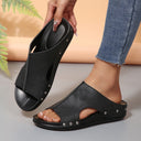 Chic Women's Slide Sandals with Cut-Out Design and Rhinestone Accents