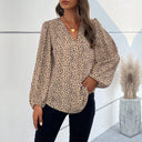 Chic Leopard Print Blouse with Statement Sleeves