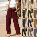 Women's Airy Leisure Pants with Stretchy Waistband and Multi-Purpose Pockets