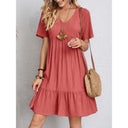 Women's Flared V-Neck Dress in Chic Style