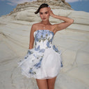 Floral Cocktail Dress for Women with Structured Bodice