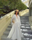 Chic Women's Maxi Dress with Ruffle and V-Neck