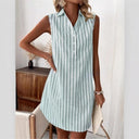 Chic Striped Button-Up Shirt Dress for Women