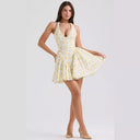 Playful Floral Women's Short Dress with Deep V-Neck