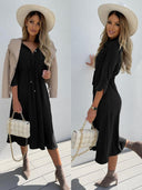 Adjustable Belt Women's Shirt Dress - Stylish and Chic