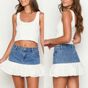 Women's Ruffled Hem Denim Skirt - Chic Style