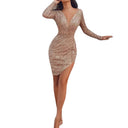 Women's Glitter V-Neck Dress with Asymmetrical Hem