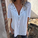 Lace-Collared Women's Blouse in Chic Design