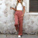 Chic Wide-Leg Fabric Trousers for Women