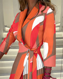 Stylish Women's Wrap Dress with Unique Pattern and Waist Tie