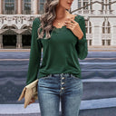 Chic Long Sleeve Blouse with Lace Trim