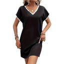 Chic Women's V-Neck Dress with Decorative Hem
