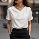 Chic V-Neck Short Sleeve Blouse for Women