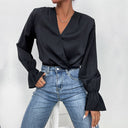 Chic Long Sleeve Bodysuit with Ruffle Details