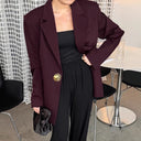 Chic Oversized Blazer Jacket with Unique Button Details