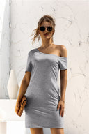 Asymmetrical Neckline Women's Dress for Effortless Style