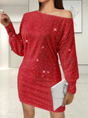 Chic Asymmetrical Mini Dress with Glamorous Sparkle