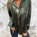 Satin Blouse with Classic Collar and Pocket