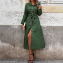 Chic Waist Belt Shirt Dress with Buttons