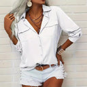 Chic Women's Blouse with Convenient Pockets
