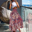 Colorful Ethno Pattern Women's Macro Skirt with Elastic Waistband