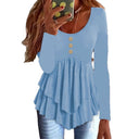 Chic Layered Long Sleeve Blouse with Button Accents