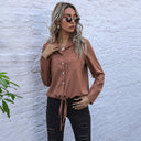 Chic Tie-Closure Blouse with Pockets for Women